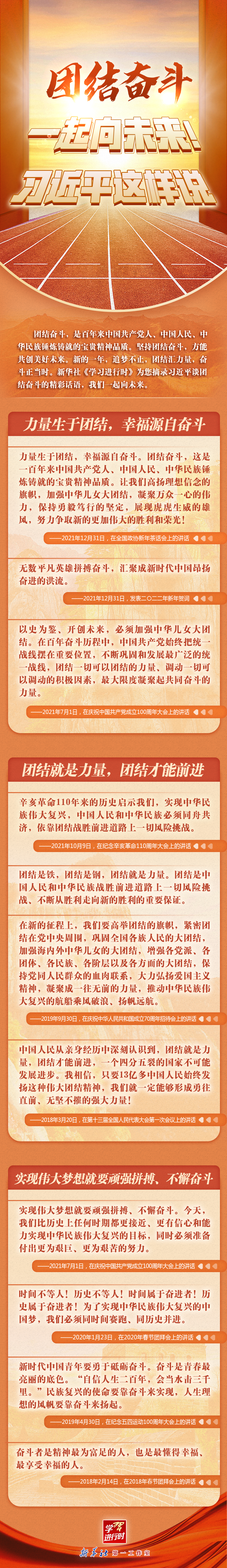 學習進行時丨團結(jié)奮斗，一起向未來！習近平這樣說