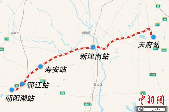 成都鐵路樞紐天府至朝陽(yáng)湖段線路圖。　國(guó)鐵集團(tuán)供圖