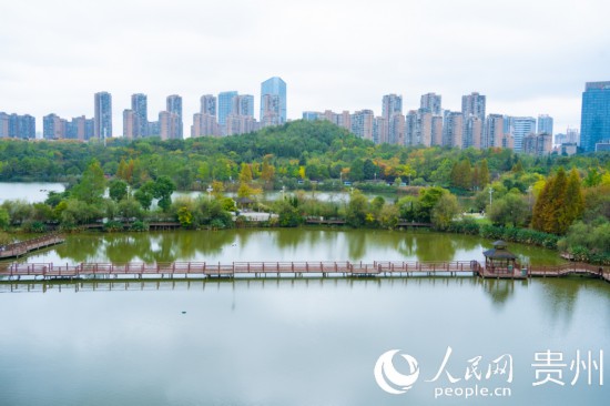 秋日時(shí)節(jié)，觀山湖公園景色美不勝收。人民網(wǎng) 陽茜攝
