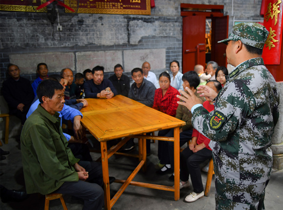 民兵學(xué)習(xí)宣講。受訪單位供圖