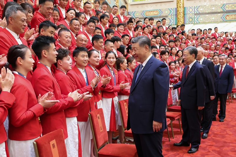 2024年8月20日，習(xí)近平總書記在人民大會堂接見第33屆夏季奧林匹克運動會中國體育代表團全體成員。