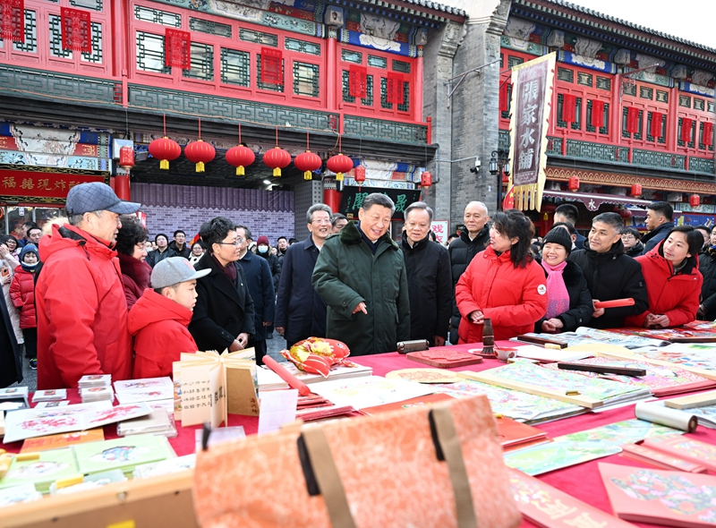 2024年2月1日，習近平總書記在天津古文化街考察。