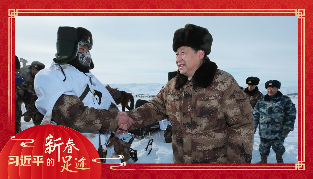 2014年1月26日，農歷新年前夕，習近平來到祖國邊疆的內蒙古阿爾山，迎風踏雪慰問在邊防線上巡邏執(zhí)勤的官兵。