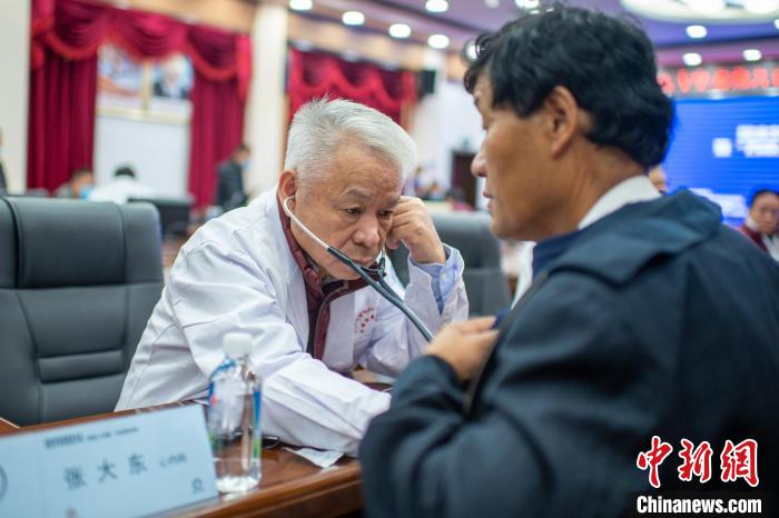 圖為專家團隊在日喀則市開展義診活動?！〉┰雠?攝