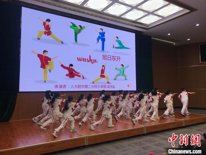 圖為中國人民大學附屬中學第二分校的小朋友們進行武術(shù)表演。　陳建新 攝